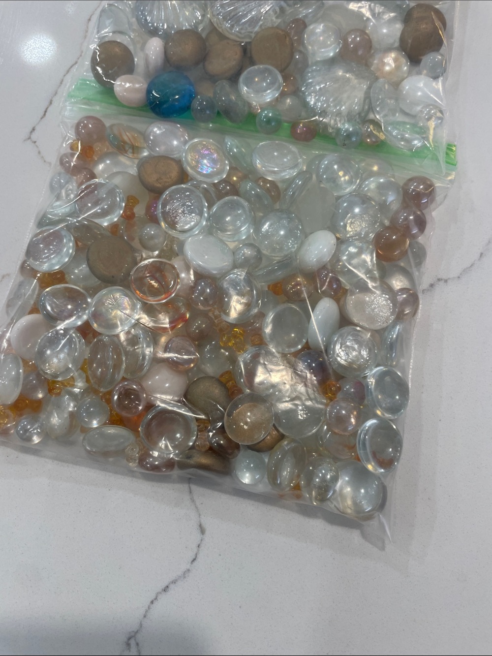 Source Unknown Mixed Glass and Stone Accent Beads - Clear, Brown, Blue, White - Picture 2 of 4